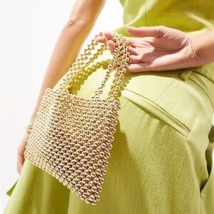 Elegant Gold Beaded Luxury Women's Handbag